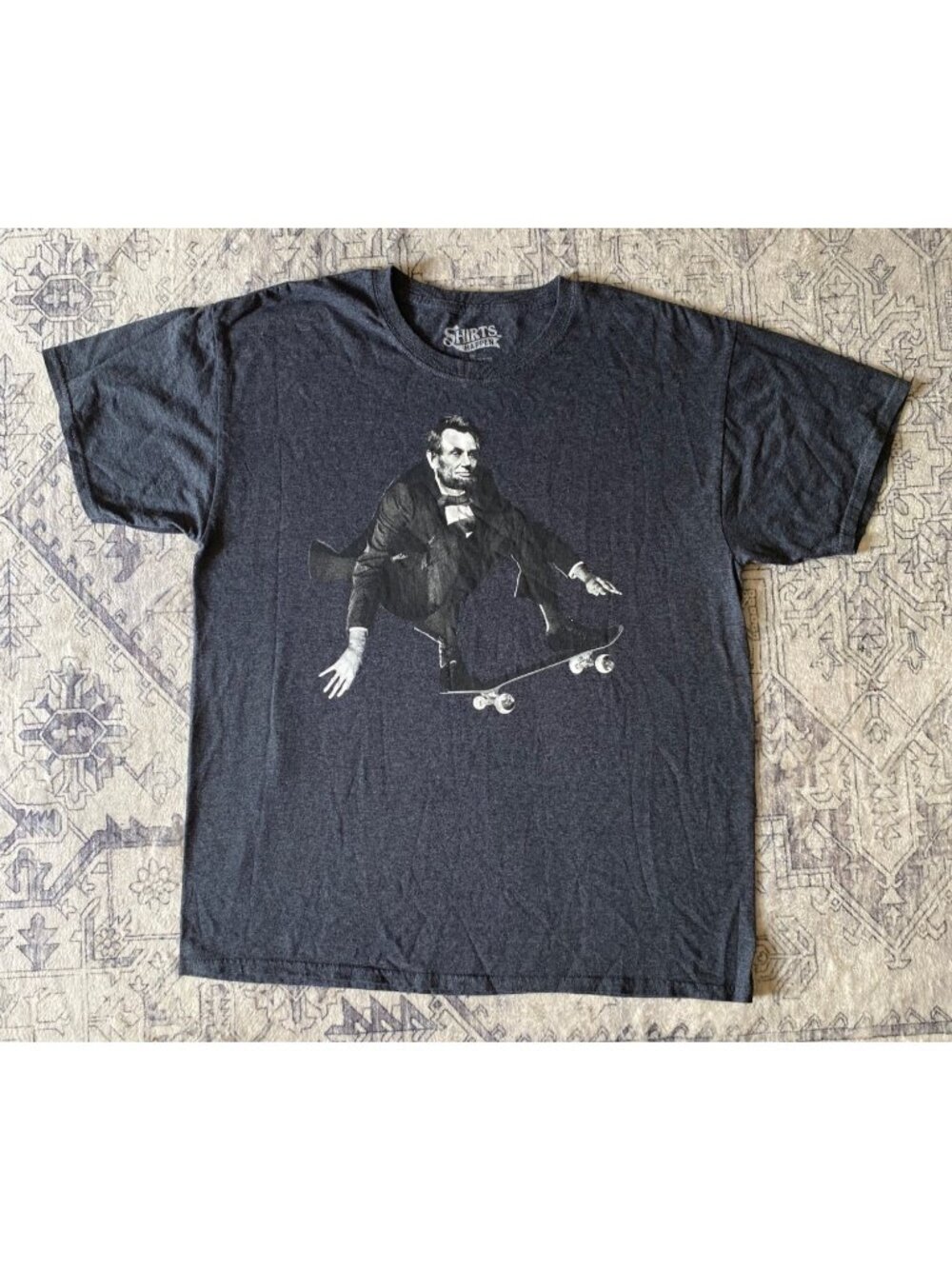 Abraham Lincoln Skateboarding Graphic T-Shirt Gray Abe Shirts Happen Mens Large